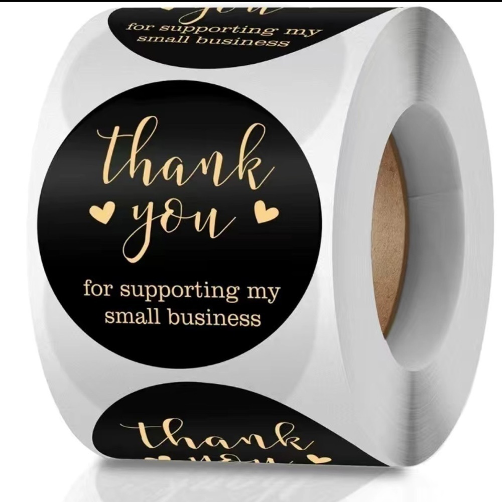 🖤500 1” Roll Thank You Stickers